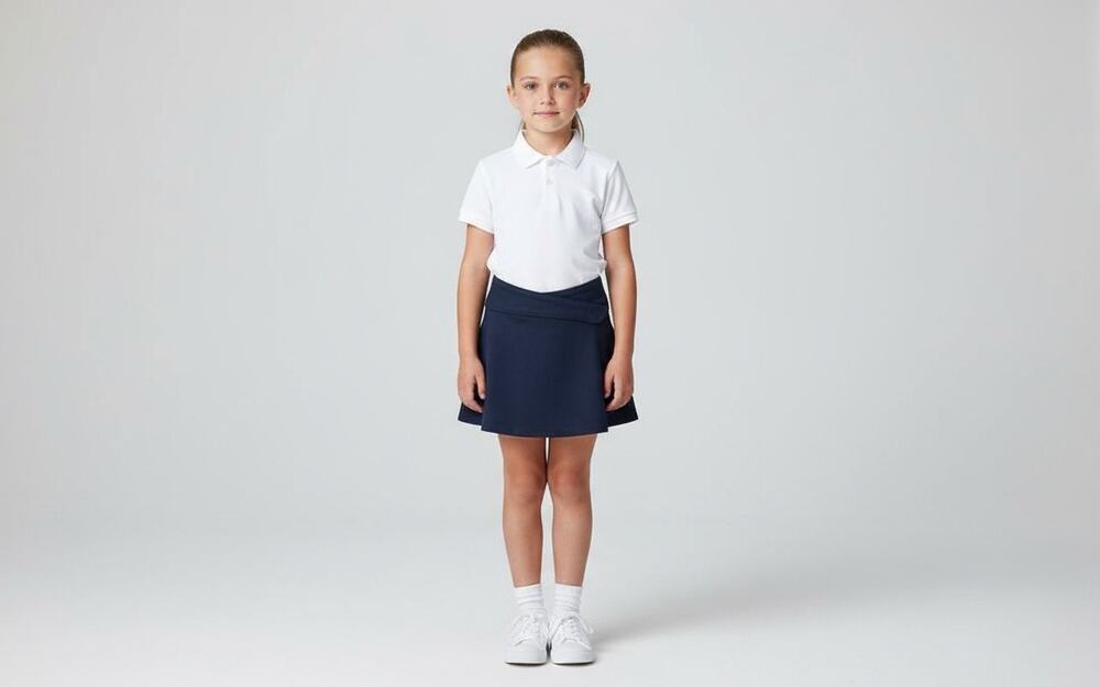 Eddie Bauer School Girls 6 Uniform Scooter Skort Blue Adjustable Waist